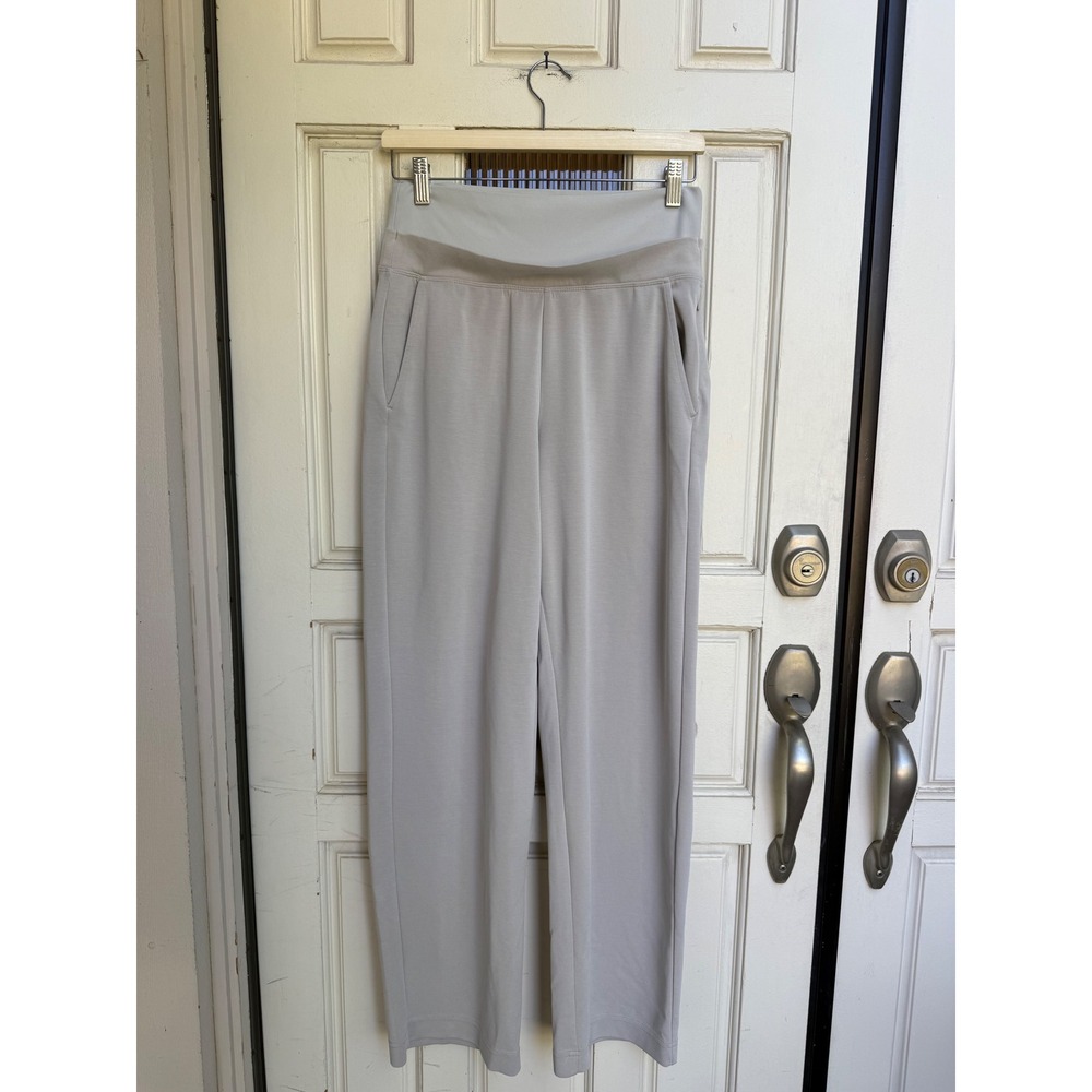 Athleta Womens High Rise Wide Leg Lounge Pants Light Gray Beige Size Small S